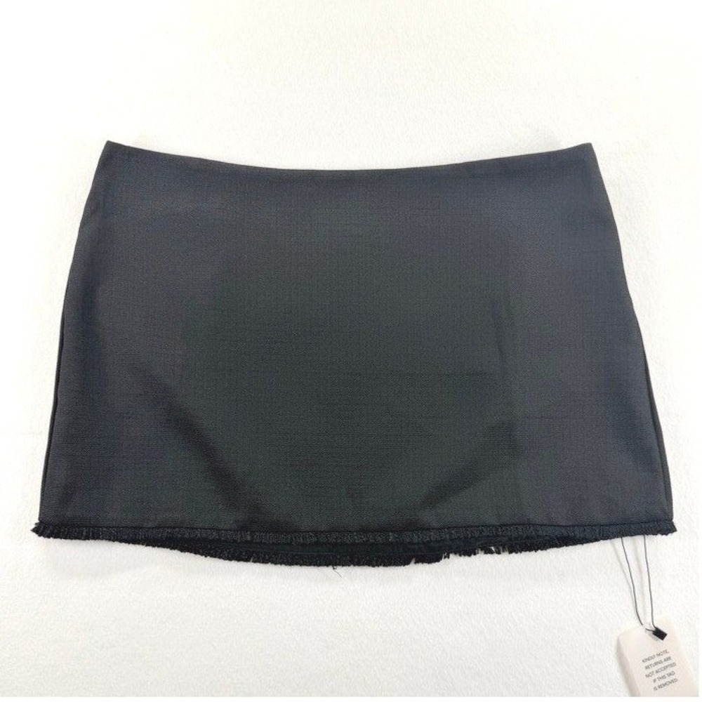 More to Come Fringe Hem Mini Skirt Black Size Large Revolve NWOT
